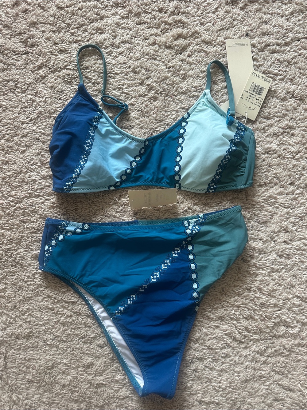 Gottex Multi-Blue Panel Bikini Set Sz L NWT